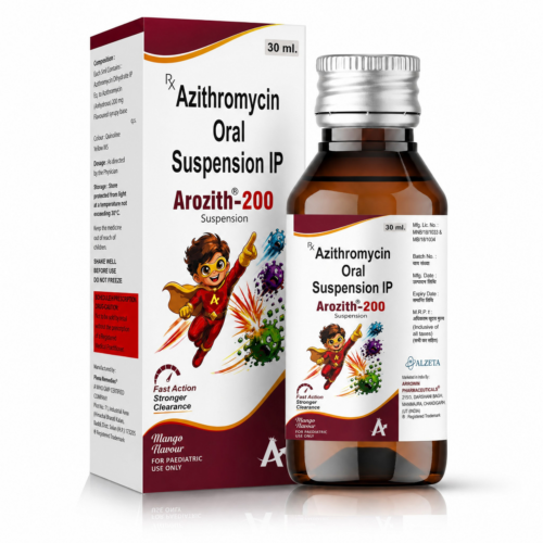 Arozith-200 Azithromycin 200mg Oral Suspension by Arrowin Pharmaceuticals.