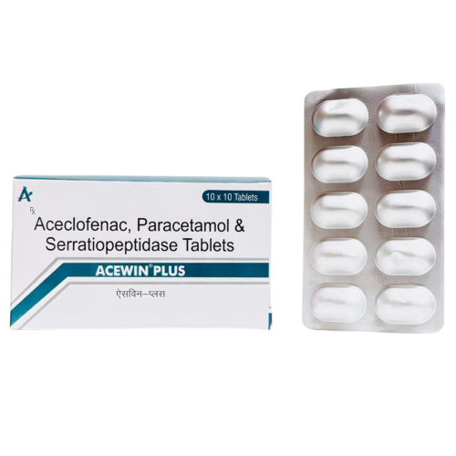 ACEWIN-PLUS Aceclofenac Paracetamol and Serratiopeptidase Tablets by Arrowin Pharma