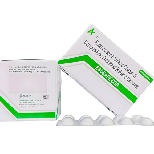 ESOSAFE-DSR Esomeprazole Enteric-Coated-40mg, Domperidone 30mg (Sustained Release) Capsules