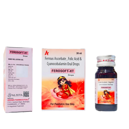 FEROSOFT XT Oral Drops Iron Folic Acid and Vitamin B12 by Arrowin Pharma.