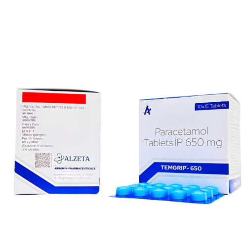 Temgrip-650 Paracetamol 650mg Tablet by Arrowin Pharmaceuticals.
