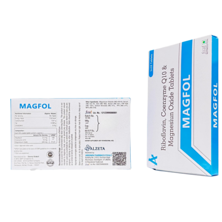 MAGFOL Tablets by Arrowin Pharma. Migraine Prophylaxis with Riboflavin, CoQ10 and Magnesium Oxide