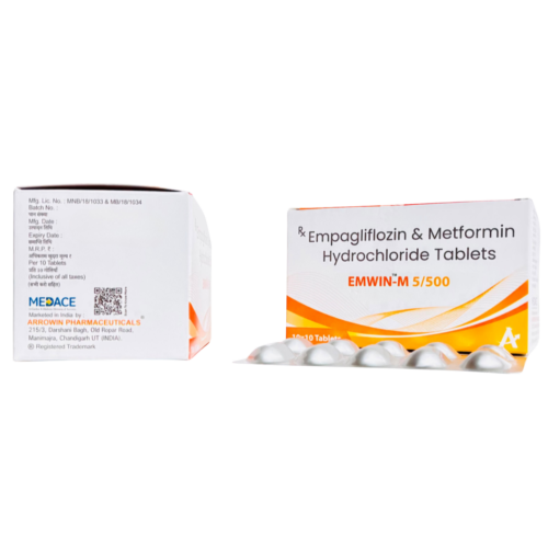 Emwin-M 5/500 Empagliflozin 5mg and Metformin 500mg Tablets by Arrowin Pharmaceuticals
