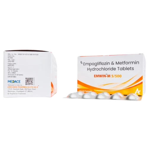 Emwin-M 5/500 Empagliflozin 5mg and Metformin 500mg Tablets by Arrowin Pharmaceuticals