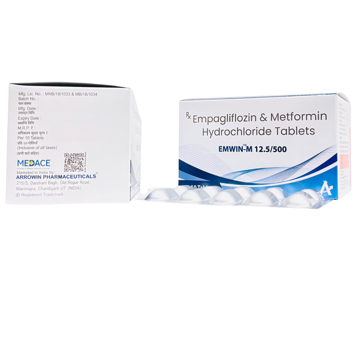 Emwin-M 12.5/500 Empagliflozin 12.5mg and Metformin 500mg Tablets by Arrowin Pharmaceuticals